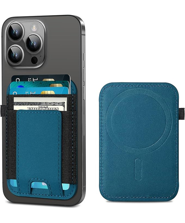 ExtreLife for Magsafe Wallet, Strongest Magnetic Wallet for iPhone 17/16/15/14/13/12 Series, for Magsafe Card Holder with 2 Card Slots, RFID Blocking, Slim, Vegan Leather, Hold 7 Cards, Blue