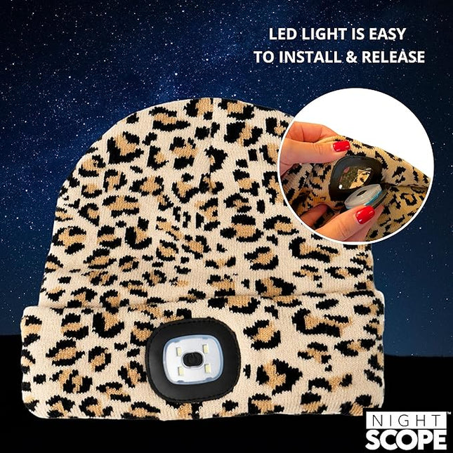 Night Scope Classic Rechargeable LED Warm Knit Beanie Head Light Hat Headlamp for Outdoor Activities