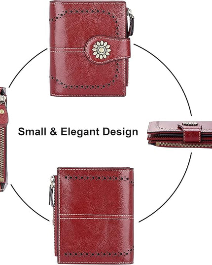 Lavemi Womens Leather Wallet Small Compact RFID Blocking Credit Card Case Purse with Zipper Pocket | Small, Compact, RFID Blocking, Zipper Pocket, Small, Compact