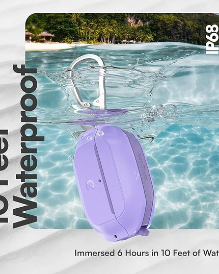 Keybudz for AirPods Pro 2 Case with Lock - Fully Waterproof AirPods Pro 2nd Generation Case Cover - Keychain, Rugged Tough Protection, Hard Shell and Carabiner for USB-C/Lightning (Wild Lavender)
