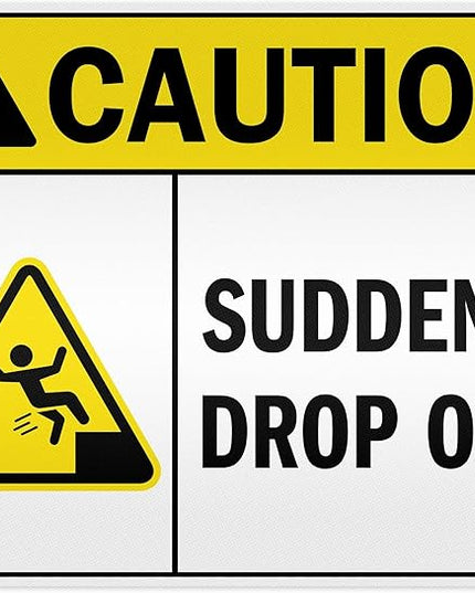Caution Sudden Drop Off Sign, 24x30 Inches, 3M EGP Reflective .080 Aluminum, Fade Resistant, Made in USA by My Sign Center