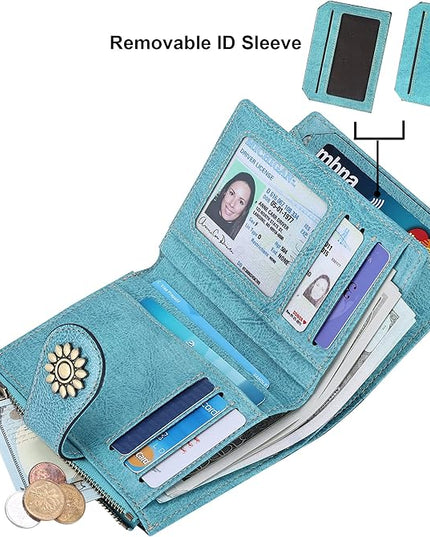 Lavemi Womens Leather Wallet Small Compact RFID Blocking Credit Card Case Purse with Zipper Pocket | Small, Compact, RFID Blocking, Zipper Pocket, Small, Compact