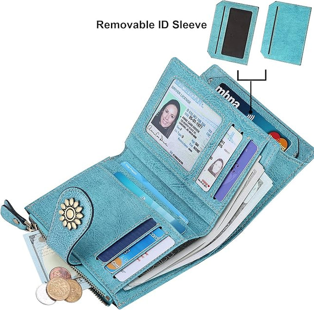 Lavemi Womens Leather Wallet Small Compact RFID Blocking Credit Card Case Purse with Zipper Pocket | Small, Compact, RFID Blocking, Zipper Pocket, Small, Compact