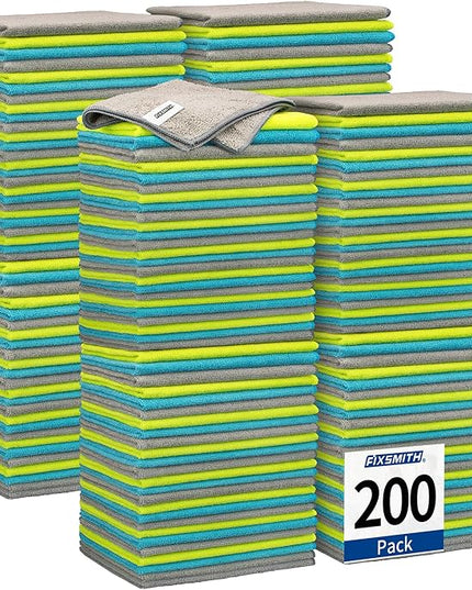 FIXSMITH Shop Towels-200 Pack, Multi-Functional Shop Rags, 12 x 16 in Microfiber Cleaning Cloth, Highly Absorbent Cleaning Rags, Cleaning Towels for Car Kitchen Home Office