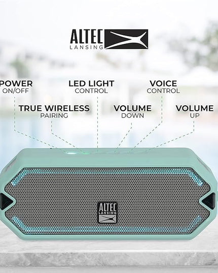 Altec Lansing - HydraJolt Wireless Bluetooth Speaker, Waterproof Portable Speakers with Built in Phone Charger and Lights, Everything Proof Outdoor, Shockproof, Snowproof, 16 Hours Playtime