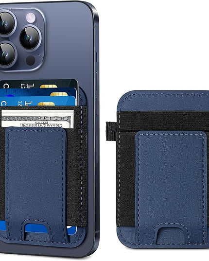 For Magsafe Wallet, Strongest Magnetic Wallet for iPhone 17/16/15/14/13/12 Series, for Magsafe Card Holder with 2 Card Slots, Magnetic Card Holder, Vegan Leather, Hold 7 Cards, Slim, Navy Blue