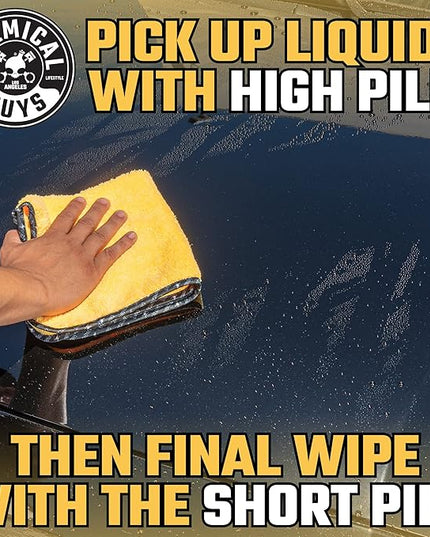 Chemical Guys Professional Grade Premium Microfiber Towels for Cars, Gold, 16" x 16", Ultra-Soft and Scratch-Free Car Detailing Cloths for Trucks, Motorcycles, and More - 3 Pack