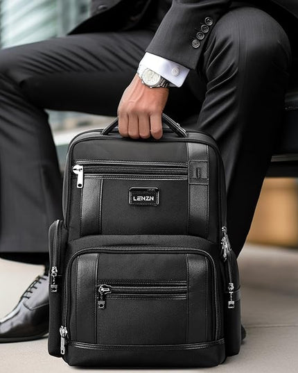 Laptop Business Backpack for Men & Women, Work Backpack Fits 15.6 Inch, Premium Qulity Travel Bag with USB Charging Port, Water-Resistant, Durable Nylon, Computer Bookbag with Multiple Pockets
