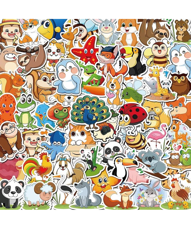 300 PCS Animal Stickers for Kids, Cute Waterproof Vinyl Stickers for Water Bottles, Laptops, Scrapbooks, and Classroom Rewards, Animal Cartoon Stickers Pack with Gift Box for Girls Boys Teens