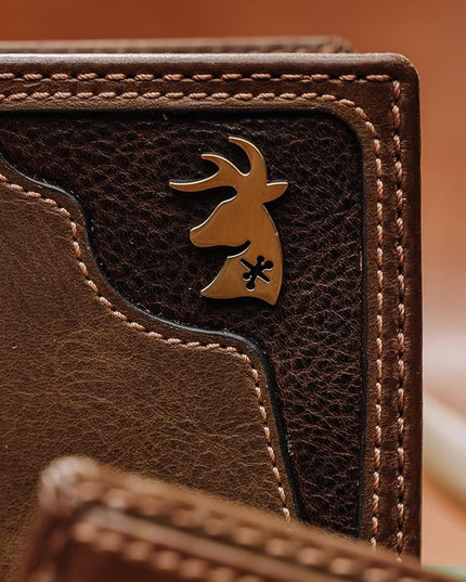 House of Jack Co. Deer Ornament Bifold Wallet for Men and Outdoorsmen, Full Grain Cowhide Leather Wallet, Brown