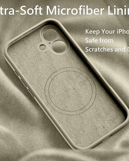FireNova Magnetic for iPhone 17 Case, Compatible with MagSafe, [Integrated Silicone Camera Control Button] [Camera Protection] Anti-Scratch Microfiber Lining Phone Case, 6.3", Khaki