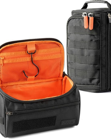 Fitdom Hanging Toiletry Bag Tactical Dopp Kit Case For Men. Perfect For Travel & Storage. Fits Large & Small Cosmetic, Clipper, Toothbrush, Shaving & Shower Care. Best Overnight Organizer