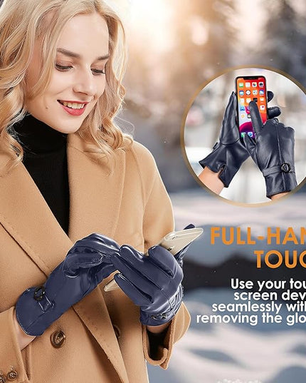Dsane Womens Winter Leather Gloves Touchscreen Texting Warm Driving Lambskin Gloves for Christmas Gifts