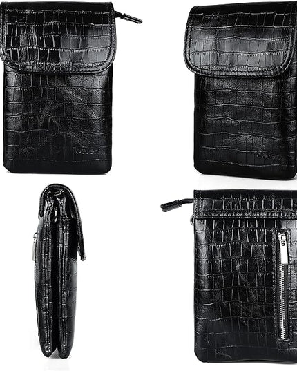 befen Genuine Leather Small Crossbody Bags for Women Cell Phone Bag Cross Body Purses,Silver Zipper