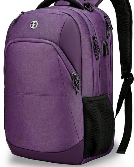 Swissdigital Design Business Laptop Backpack, College Laptops Backpack with USB Charging Port for Men and Women Fits 16 Inch Notebook, Purple | SD1670-51