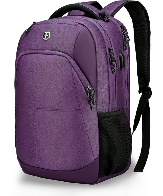 Swissdigital Design Business Laptop Backpack, College Laptops Backpack with USB Charging Port for Men and Women Fits 16 Inch Notebook, Purple | SD1670-51
