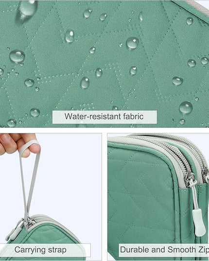 FYY Electronic Organizer, Travel Cable Organizer Bag Pouch Electronic Accessories Carry Case Portable Waterproof Double Layers All-in-One Storage Bag for Cable, Cord, Charger, Phone, Pattern Green (M)