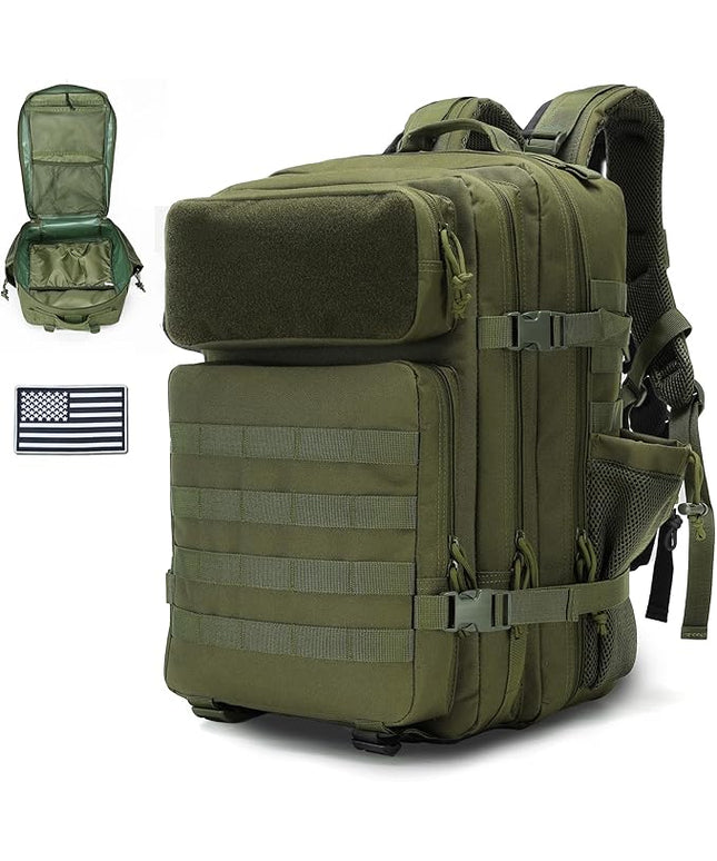 gracedon Tactical Backpack - Military Molle Bag 3 Days Pack for men and Women Large Assault Rucksack 45L (Green)