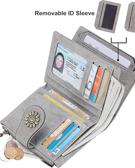 Lavemi Womens Leather Wallet Small Compact RFID Blocking Credit Card Case Purse with Zipper Pocket | Small, Compact, RFID Blocking, Zipper Pocket, Small, Compact