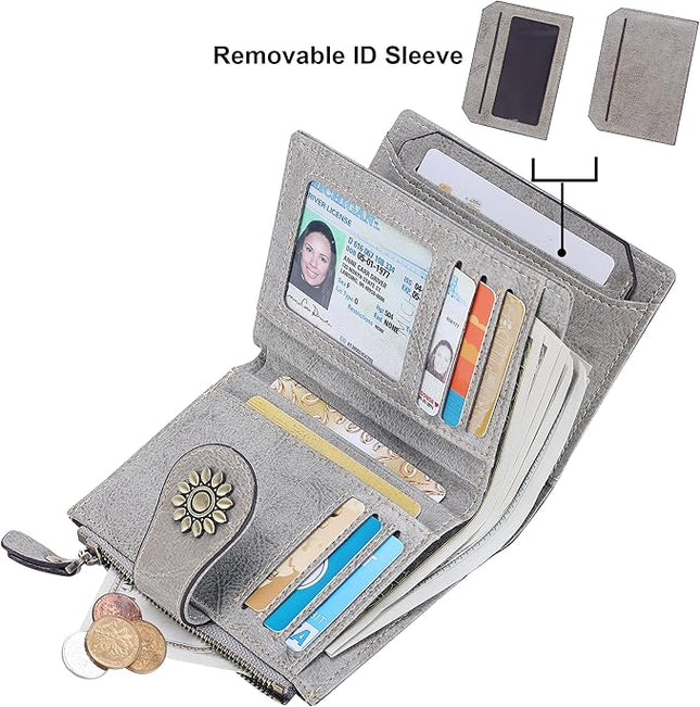 Lavemi Womens Leather Wallet Small Compact RFID Blocking Credit Card Case Purse with Zipper Pocket | Small, Compact, RFID Blocking, Zipper Pocket, Small, Compact
