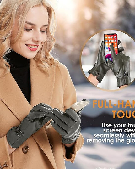 Dsane Womens Winter Leather Gloves Touchscreen Texting Warm Driving Lambskin Gloves for Christmas Gifts
