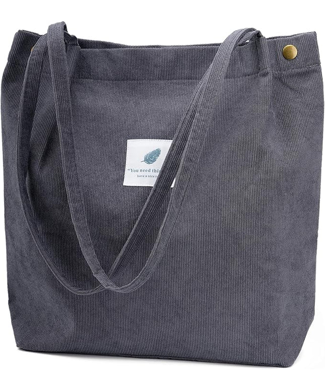 Corduroy Tote Bag Cute Tote Bags for Women Shoulder Bag with Inner Pocket for Work Beach Travel and Shopping Grocery