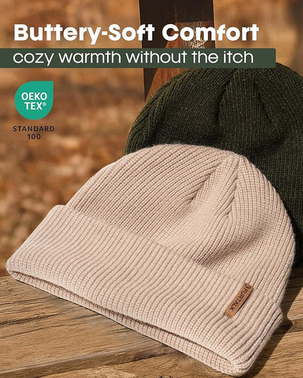 FURTALK Fisherman Beanie for Men Women 2 Styles Cuffless or Cuffed Knitted Unisex Winter Hat Outdoor All-Day Warmth