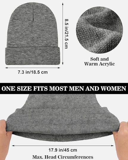 Cooraby 12 Pack Knitted Winter Beanie Cold Weather Acrylic Warm Skull Cap Cuff Watch Hat for Men or Women Homeless Donation