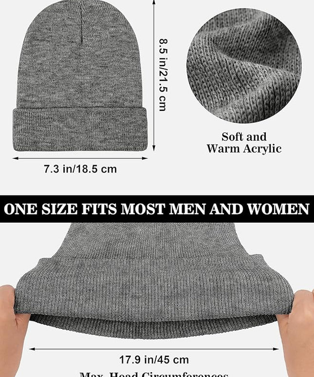 Cooraby 12 Pack Knitted Winter Beanie Cold Weather Acrylic Warm Skull Cap Cuff Watch Hat for Men or Women Homeless Donation