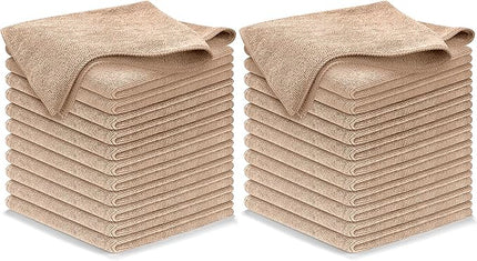 USANOOKS Microfiber Cleaning Cloth - Beige - 24Pcs (12.5x12.5 inch) High Performance - 1200 Washes, Ultra Absorbent Car Towel Traps Grime & Liquid for Streak-Free Mirror Shine - car Washing Cloth