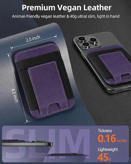 ExtreLife Upgraded for Magsafe Wallet, Strongest Magnetic Wallet for iPhone 17/16/15/14/13/12 Series, Magnetic Card Holder, Vegan Leather, Fit 7 Cards, Luxury Purple