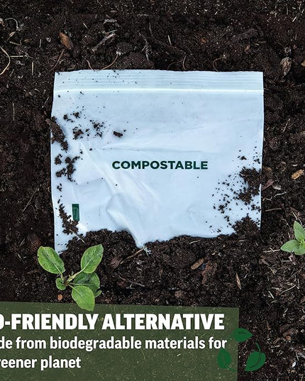 Zenlogy Compostable Sandwich Bag (7" x 7"), Resealable Food Storage Bags, Biodegradable & Freezer Safe Baggies, Organic Eco-Friendly Storage Container, 100 Pack