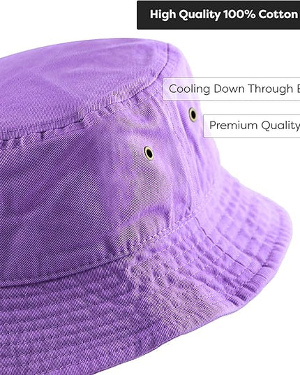 The Hat Depot Bucket Hat - Unisex 100% Cotton & Denim UPF 50 Packable Summer Travel Beach Sun Hat
