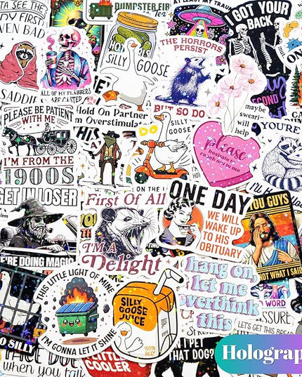 200 PCS Funny Holographic Stickers for Adults, Waterproof Vinyl Sarcastic Meme Decals for Laptop, Water Bottle, Phone, Kindle, Journal, Scrapbook, Bumper, Skateboard, Luggage, No Repeats
