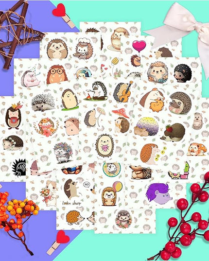 BulbaCraft Hedgehog Stickers for Water Bottle and Laptop - Hedgehog Party Supplies & Decorations, Waterproof Vinyl Decals, Cute Animal and Pet Stickers, Gifts for Women & Men