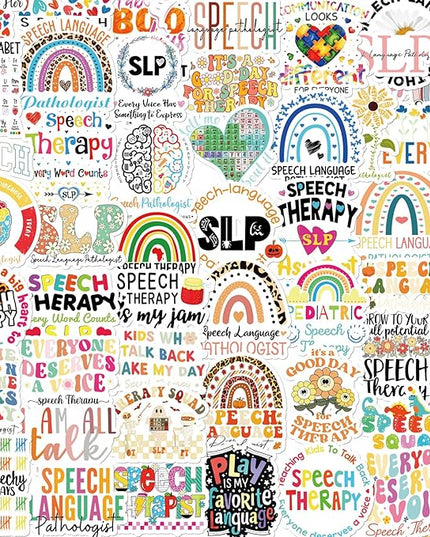 Speech Language Pathologist Stickers - 100 Pcs Speech Therapy Water Bottle Stickers for Adults Therapists Teens, SLP Waterproof Scrapbook Sticker, Vinyl Decals for Laptop Journal, SLP Gifts