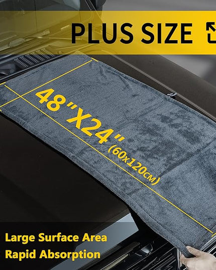 2 Pack Car Drying Towels (48”x24”),Extra Large Double-Twist Pile Drying Towels Car Detailing for Car Care Wash,Car Super Cleaning Supplies Accessories kit,Ultra Absorbency