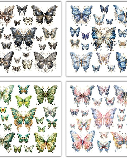 XERE 400 Pcs Butterflies Flora and Fauna Scrapbook Stickers Set for Scrapbooking and Journaling Notebooks, Junk Journal Supplies, Sketchbook, Bookmark Making, Planner Sticker