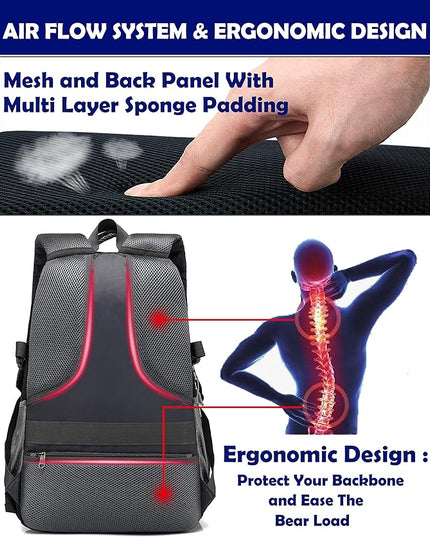 ProEtrade Backpack Bookbag for College Laptop Travel, Fit Laptop Up to 15.6 inch with USB Charging Port Multi Compartment Anti theft, Gift for Women Men (Black)