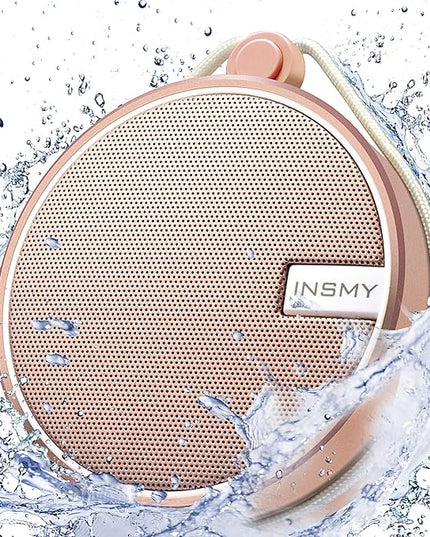 INSMY C12 IPX7 Waterproof Shower Bluetooth Speaker, Portable Small Speaker, Speakers Bluetooth Wireless Loud Clear Sound Support TF Card Suction Cup for Outdoor Kayak Canoe Beach Gift (Cashmere Pink)