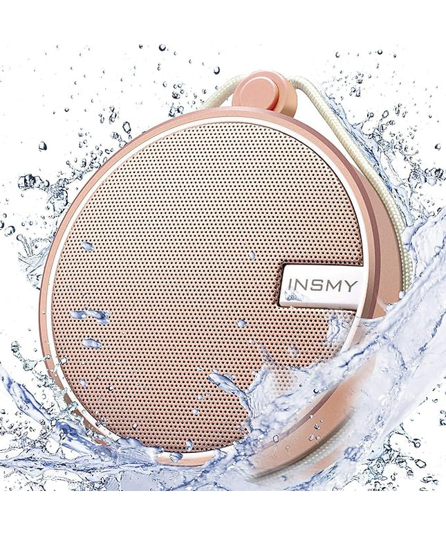 INSMY C12 IPX7 Waterproof Shower Bluetooth Speaker, Portable Small Speaker, Speakers Bluetooth Wireless Loud Clear Sound Support TF Card Suction Cup for Outdoor Kayak Canoe Beach Gift (Cashmere Pink)