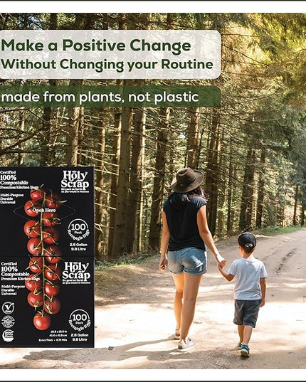 Small Compostable Trash Bags - 2.6 Gallon, 200 Pack, 100% Plastic-Free Decomposing Kitchen Food Waste Trash Can Bags & Liners, Thick Countertop Garbage, Bathroom & Bio Bin Bags