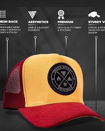 Urban Effort Mesh Back Cap - for Men and Women Baseball Hat 5-Panel Trucker Hat - Great Snapback Closure for Hunting & Hiking