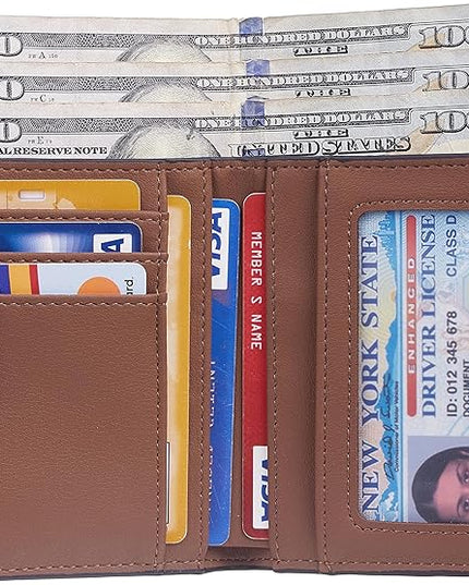Toughergun Women’s Small Slim Leather Wallet with RFID Protection, Compact Bifold Mini Purse with Clear ID Window