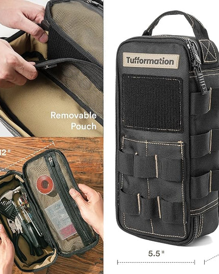 Heavy Duty Small Tool Bag Pouch Portable Utility Organizer Case with Zipper Handle. Perfect for EDC, Motorcycle, Road Bike, Electricians & More