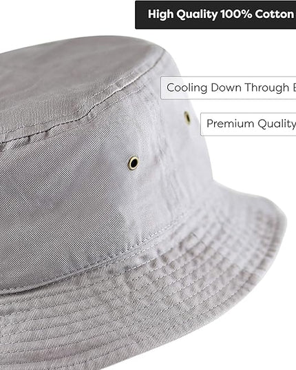 The Hat Depot Bucket Hat - Unisex 100% Cotton & Denim UPF 50 Packable Summer Travel Beach Sun Hat