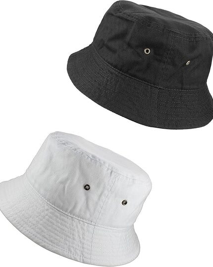 Gelante Solid Color 100% Cotton Bucket Hat for Women and Men Packable Travel Summer Beach Hat