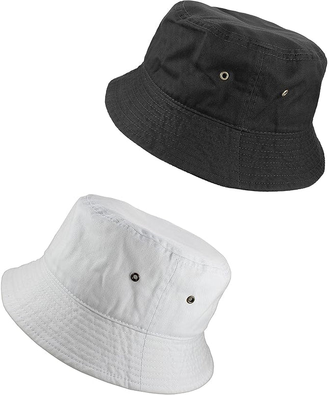 Gelante Solid Color 100% Cotton Bucket Hat for Women and Men Packable Travel Summer Beach Hat