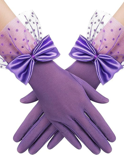 BABEYOND Lace Gloves for Women - Bow Short Prom Gloves Evening Elegant Accessories for Wedding Opera Party