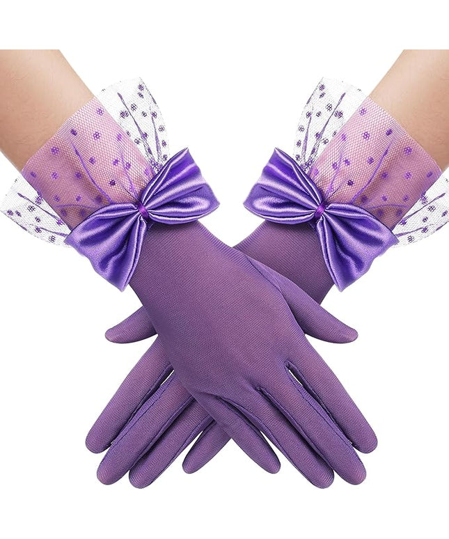 BABEYOND Lace Gloves for Women - Bow Short Prom Gloves Evening Elegant Accessories for Wedding Opera Party
